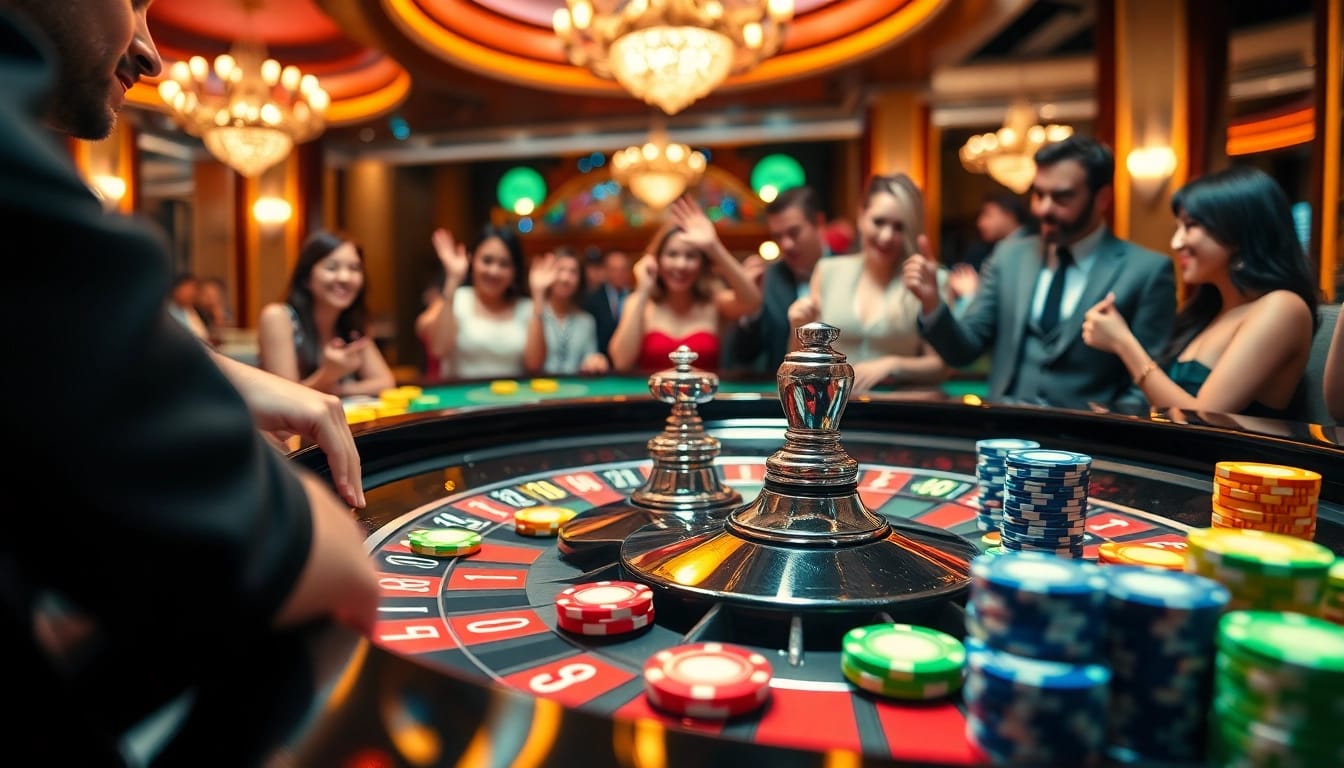 1777 bet app-এর প্রাণবন্ত রুলেট টেবিল দর্শনীয় পরিবেশে চিপস নিয়ে।