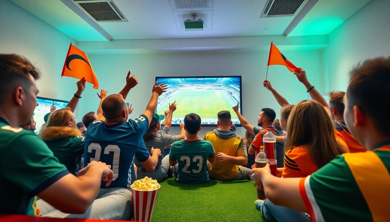 Engaging football fans enjoying live matches on LuongSonTV, showcasing excitement and community spirit.