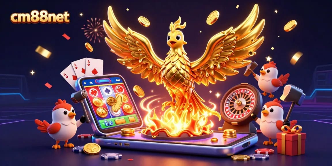 Experience the thrilling essence of cm88net with a golden phoenix and dynamic gaming elements.