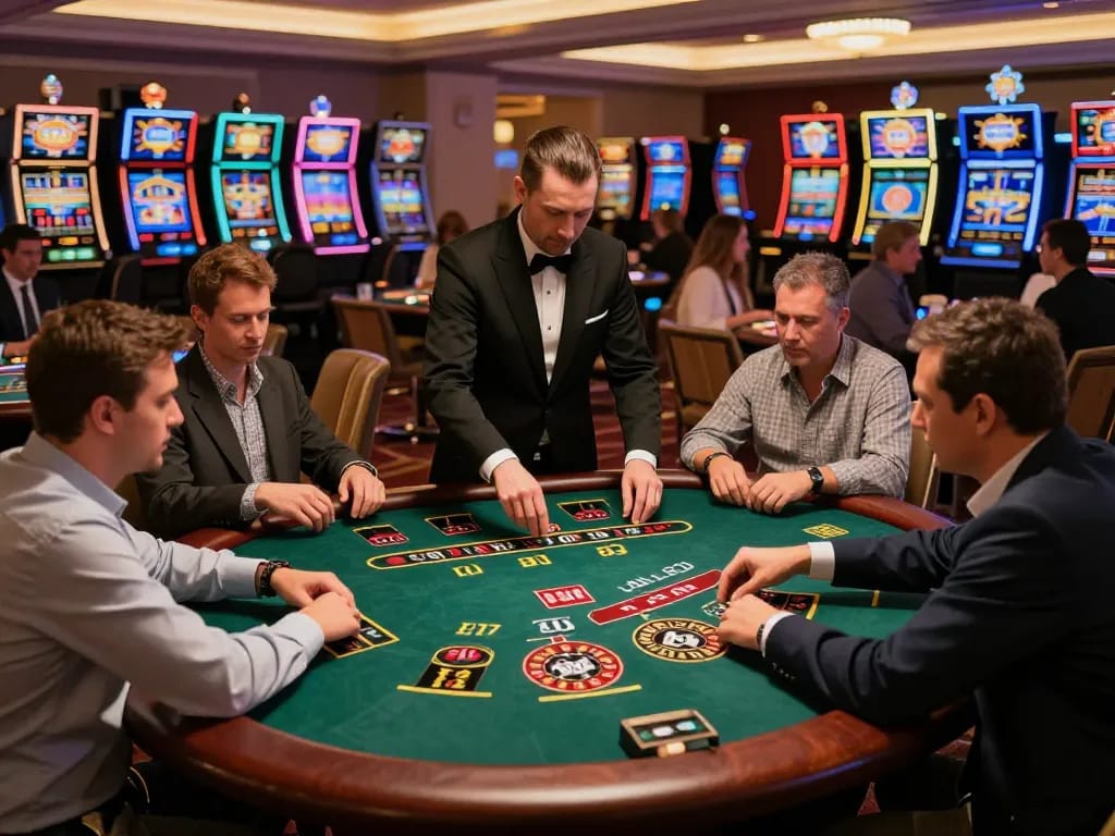Players engaged in intense gameplay at lv88 com casino, showcasing a vibrant gaming atmosphere