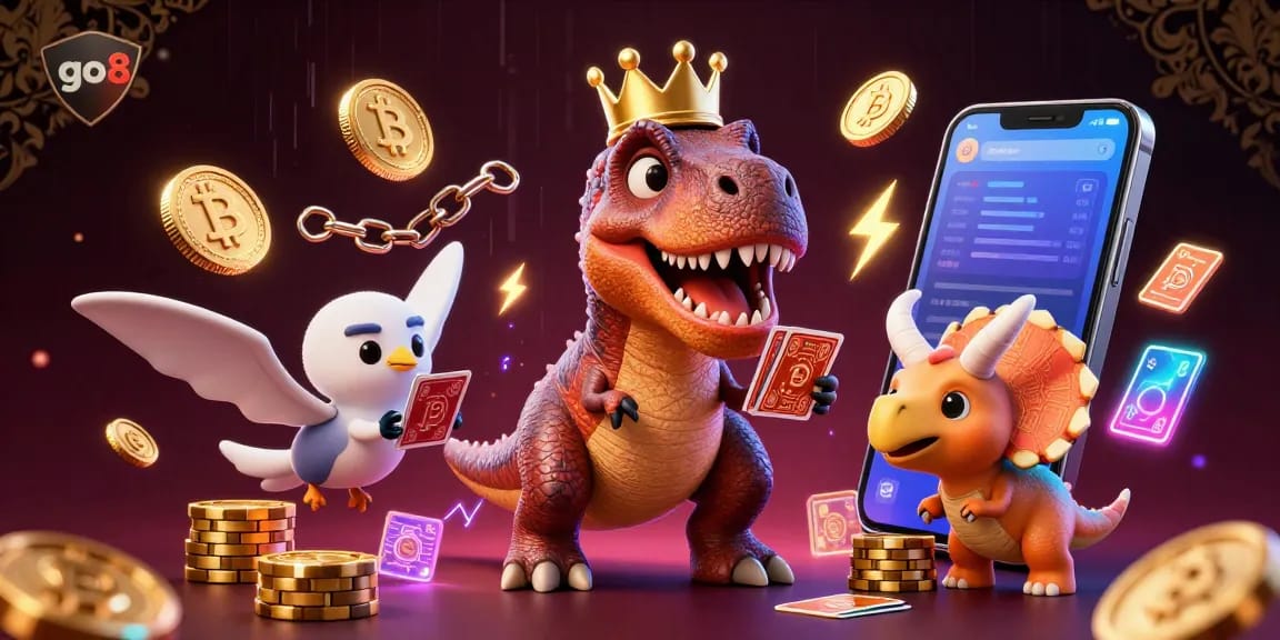 Engage with go8's thrilling casino experience through vibrant characters and dynamic gambling elements.