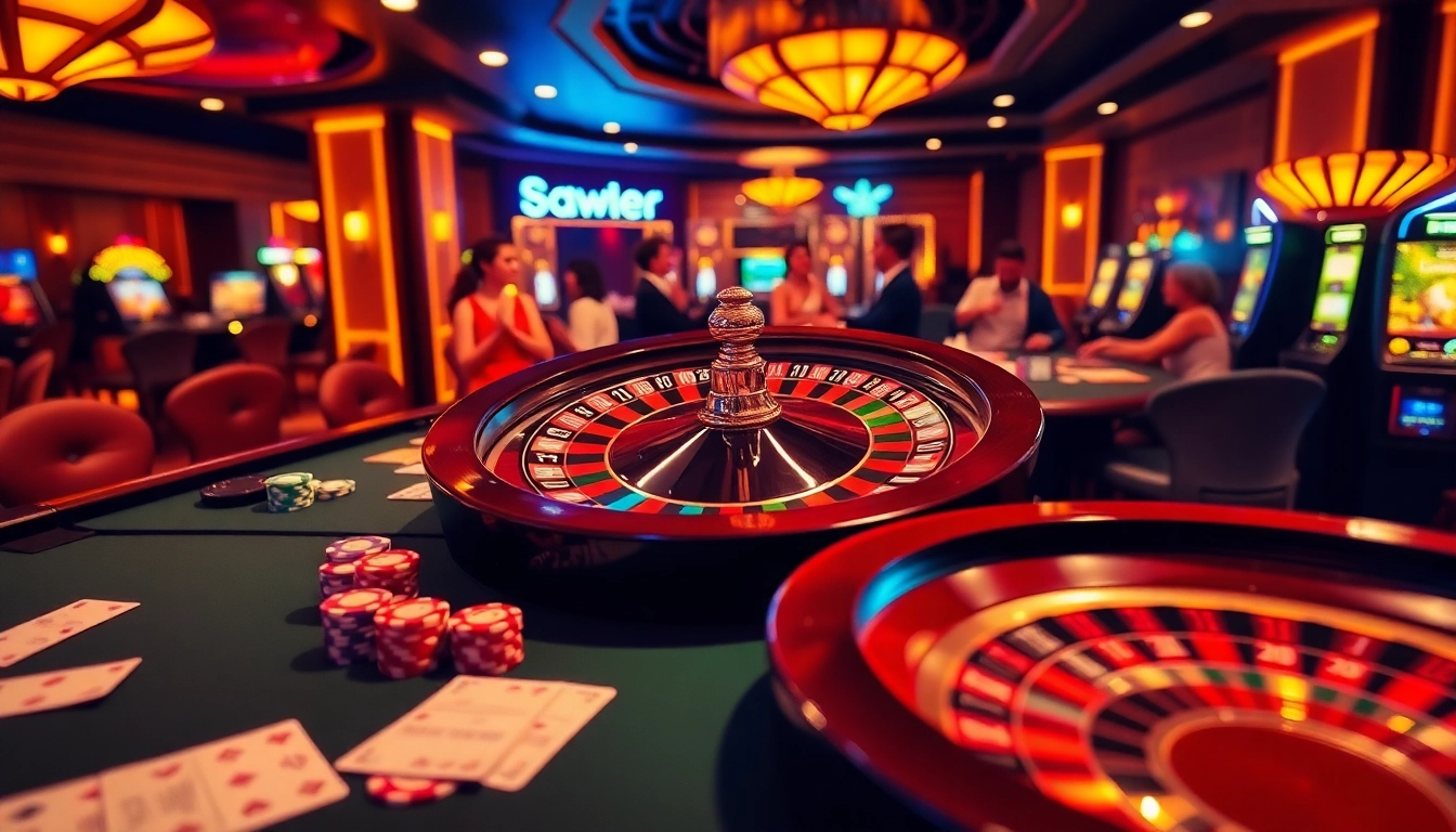 Experience thrilling gambling action at https://we88top.io/ with vibrant casino elements like poker chips and roulette.