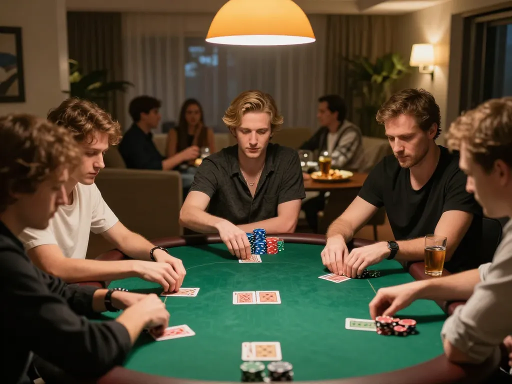 Experience exciting poker action in a friendly home setting with strategic bets and social engagement during keo nha cai hom nay.