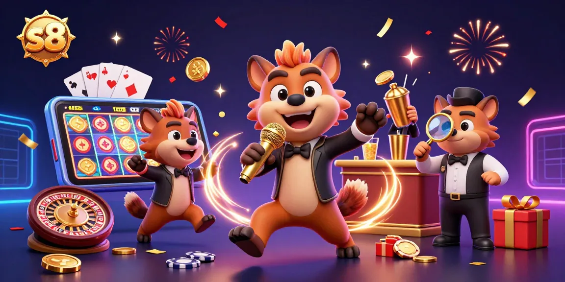 S8 players enjoy dynamic gaming moments at a vibrant comedy casino scene.