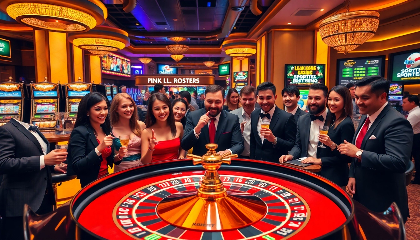Experience thrilling casino action at https://f1682.email/, with players at an exciting roulette table.