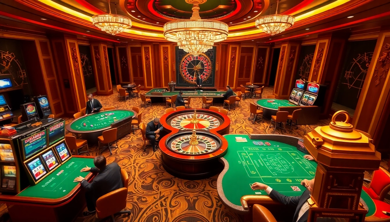 Cheer players at DOLA88 casino as they engage at poker tables and spin roulette wheels.