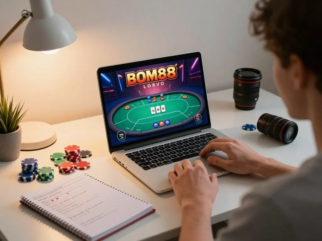 BOM88 online gaming session showcasing strategy and excitement during poker gameplay.