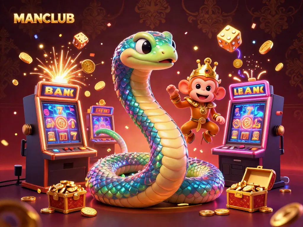 Experience the thrill of MANCLUB with magical elements and vibrant casino themes in a captivating 3D scene.