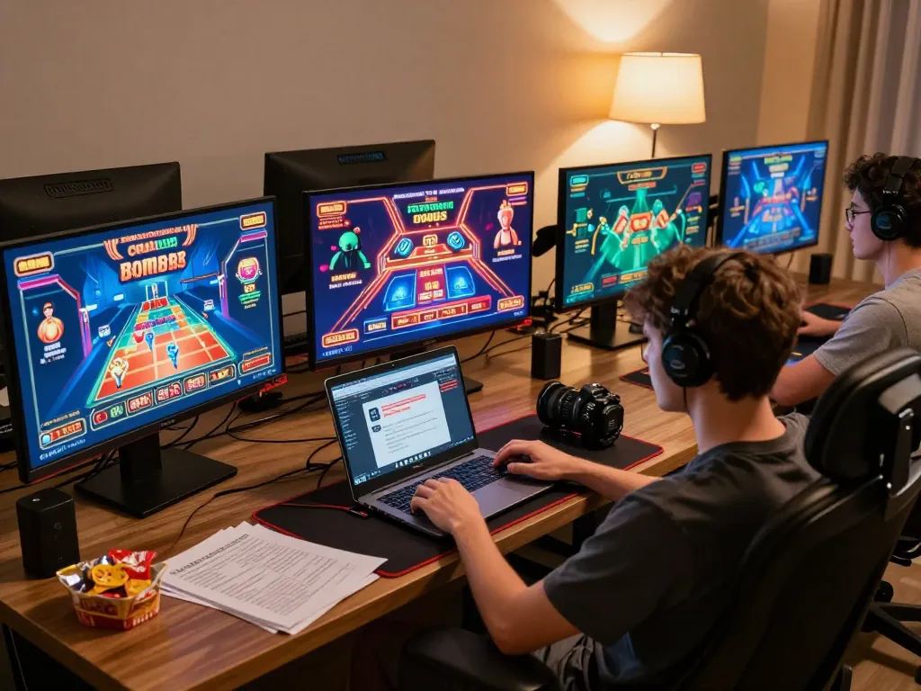 Player engaging in online gaming on bom88, showcasing exciting casino gameplay and strategic notes