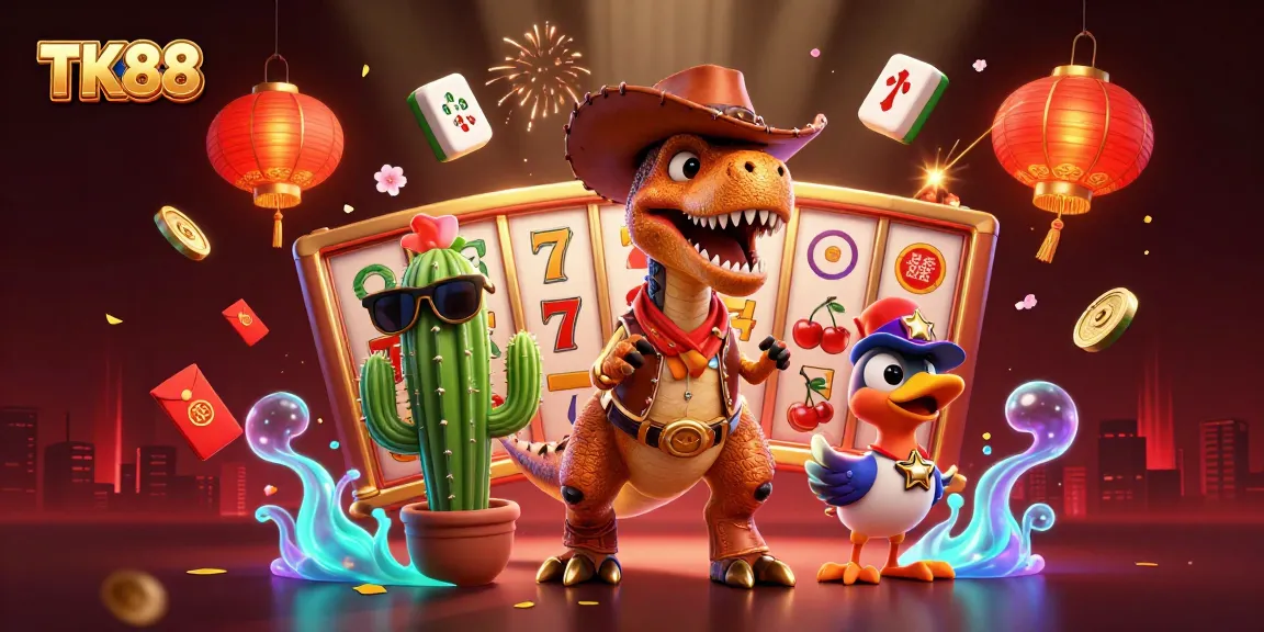 Engage with TK88's slot games featuring vibrant 3D characters in action.