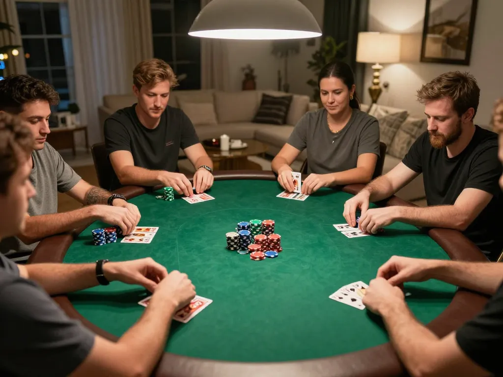 Engaging poker game with players making strategic moves at home, showcasing TR88's unique gambling atmosphere