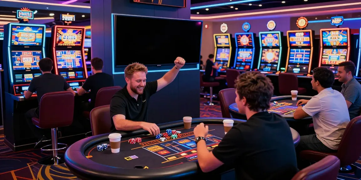 Exciting fc88 online gambling experience featuring players at live tables and vibrant slot machines.