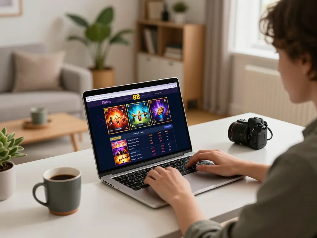 Engage with open88's online gaming platform in a cozy and inviting home environment.
