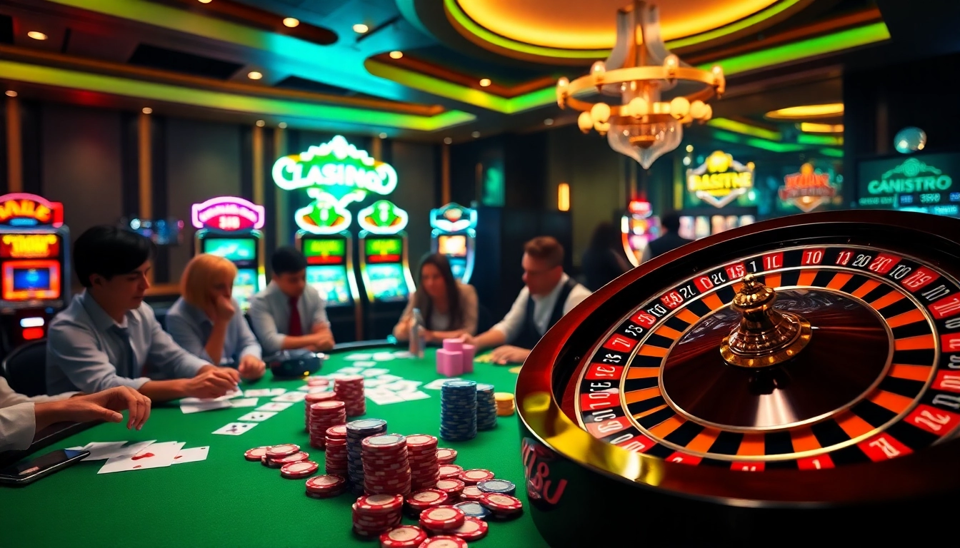 Experience excitement at Mm88 with vibrant casino tables, chips, and slot machines.