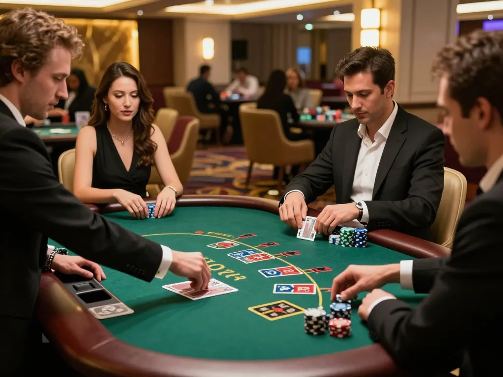 Players enjoying a thrilling blackjack game at bl555 casino, showcasing strategic gameplay and excitement.