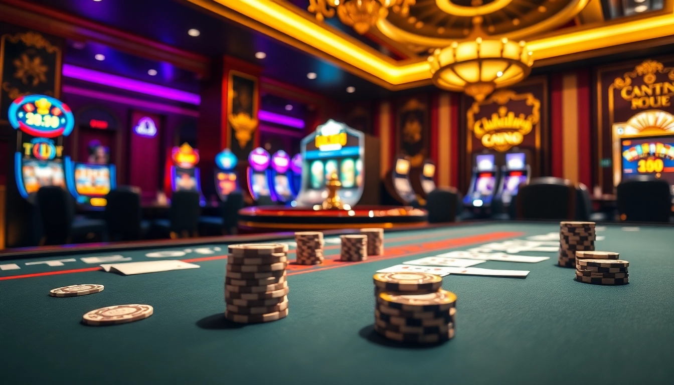Play poker at TG 88 casino table with vibrant chips, cards, and roulette ambiance.
