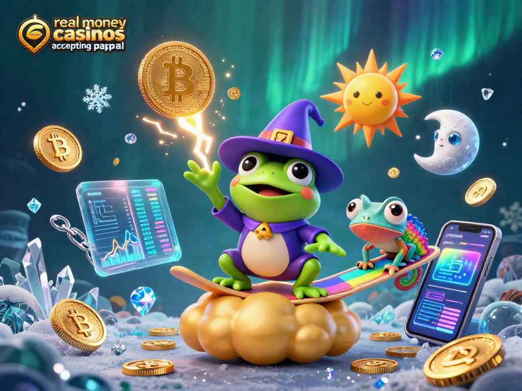 Engage with real money casinos accepting PayPal through an immersive 3D casino illustration.