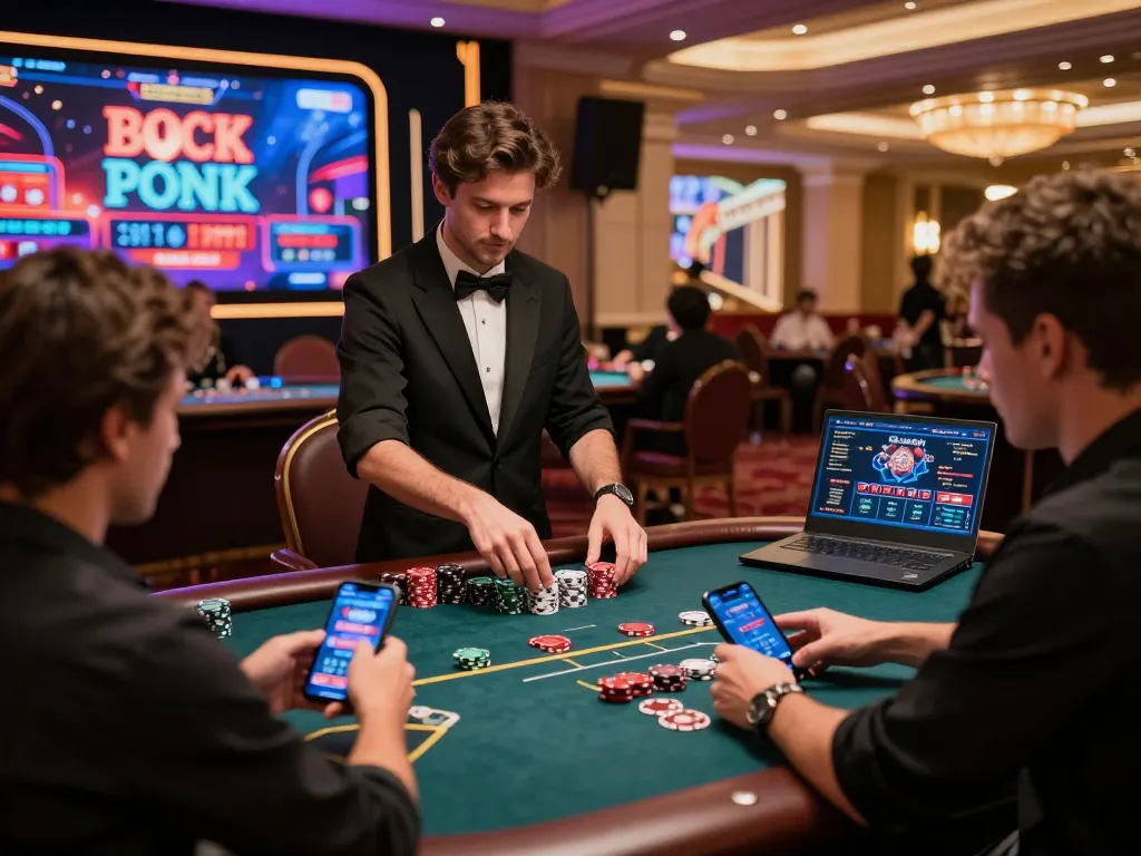 Exciting gaming experience at KO66 online casino https://ko66a.uk.com/ featuring glamorous dealers and players immersed in high-stakes poker.