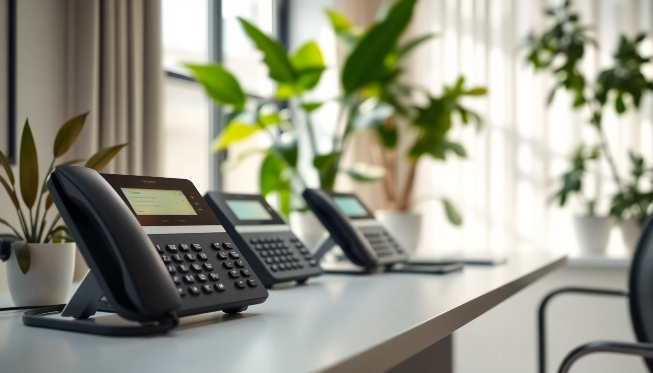 Integrate advanced telephone systems in a stylish home office environment for enhanced communication.