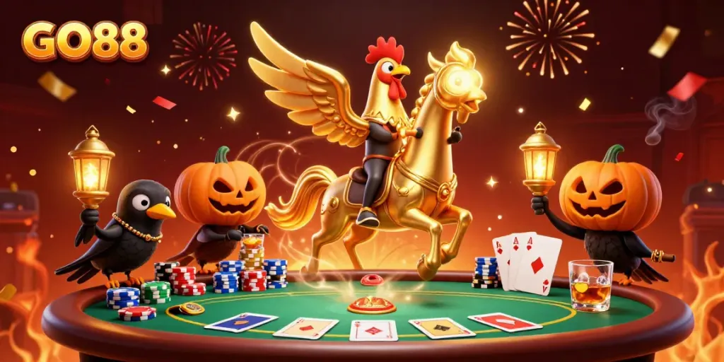 Winning strategies at GO88 showcased in a vibrant, dynamic casino scene with captivating characters.