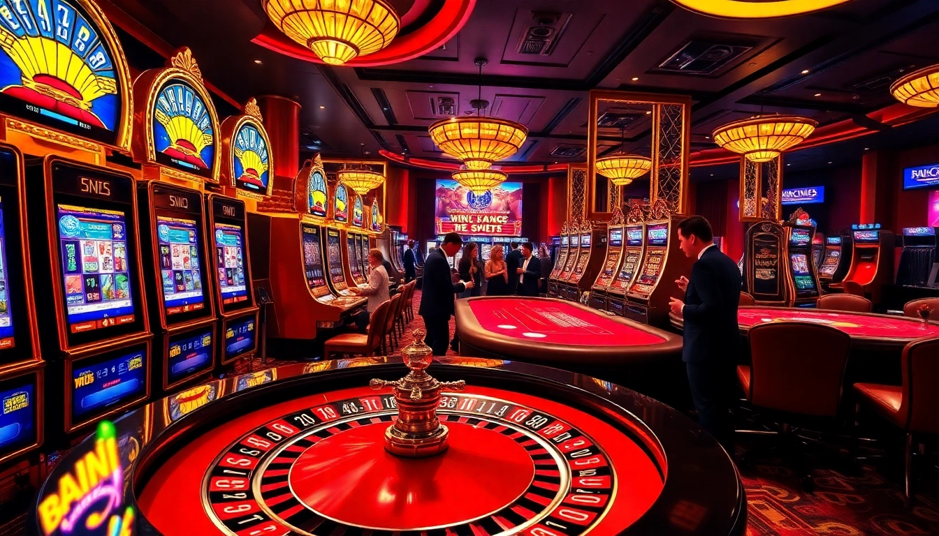 Players enjoying exciting slot 365 games amidst vibrant casino atmosphere.
