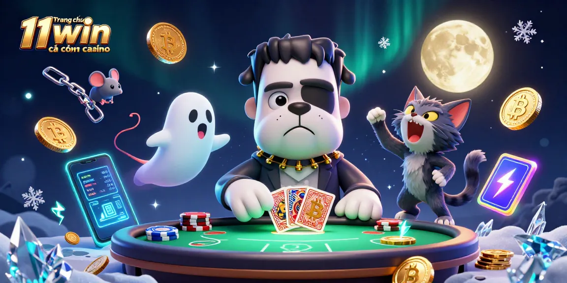 Experience the thrill of Trang chủ 11win cá cược casino with a ghostly poker scene featuring animated characters.