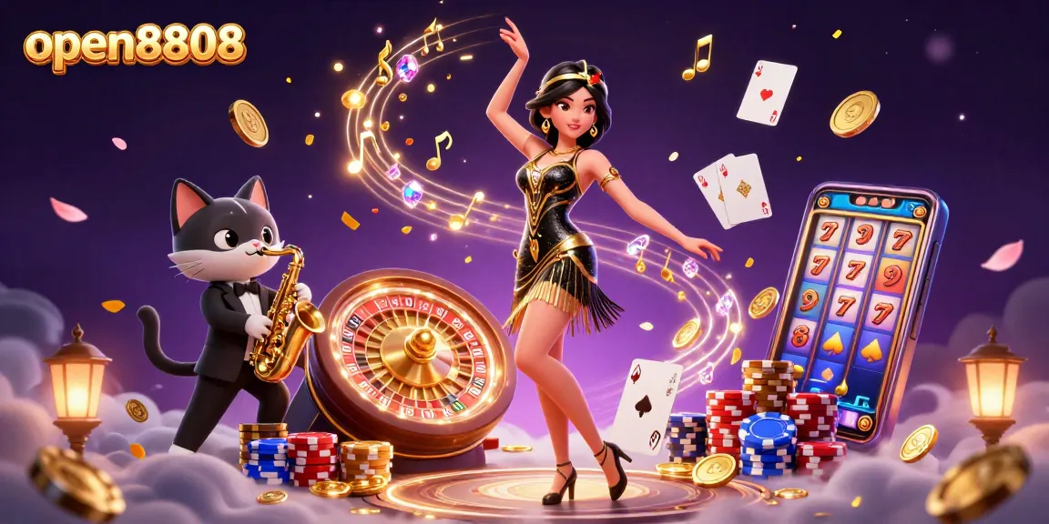 Join the excitement of open8808 with dynamic casino elements and vibrant characters.