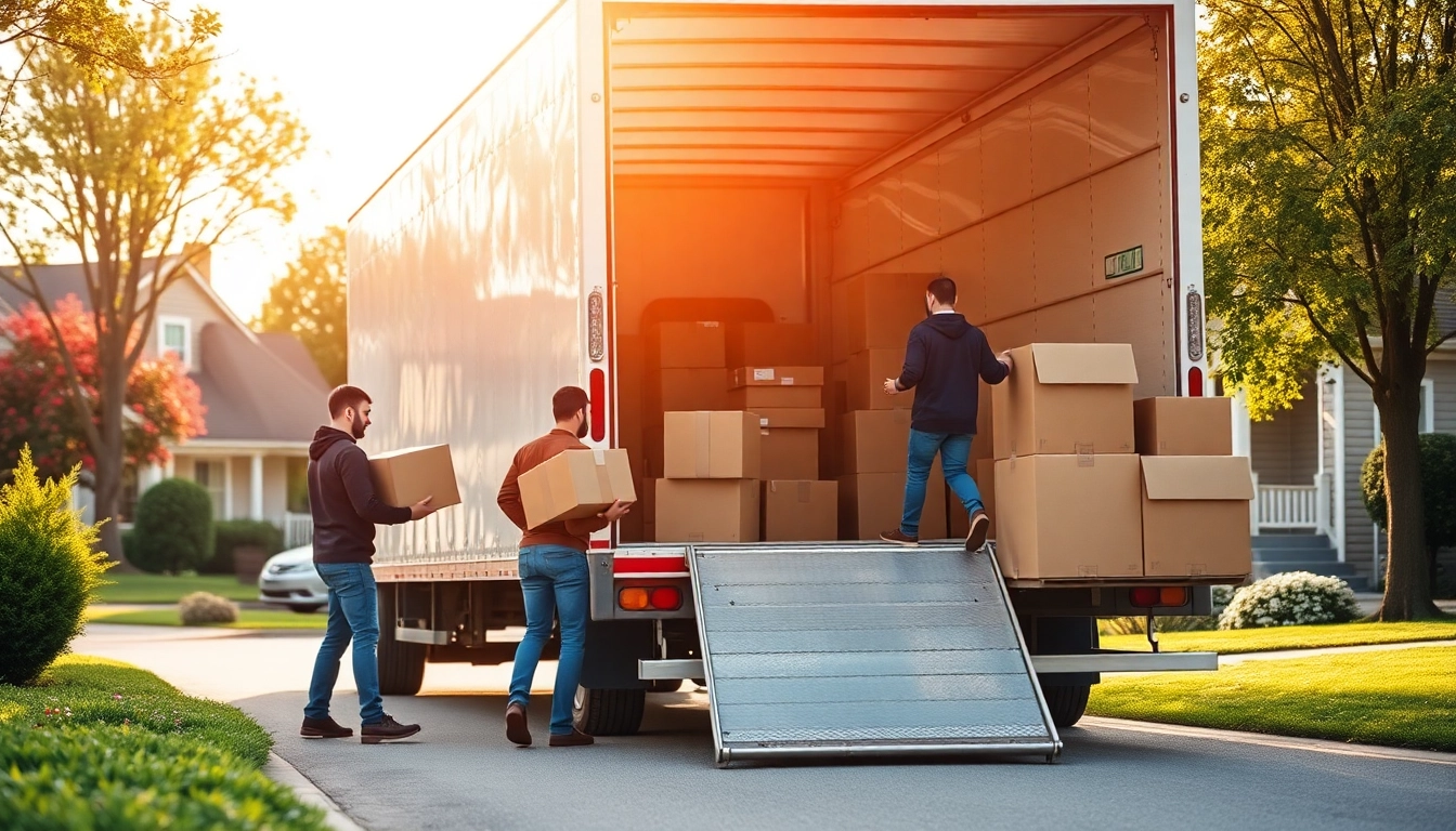 Reliable residential moving company bluffton carefully packing a moving truck.
