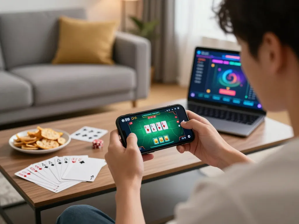 Player engaged in an intense gaming session on the 789 club mobile app, showcasing strategic gameplay.