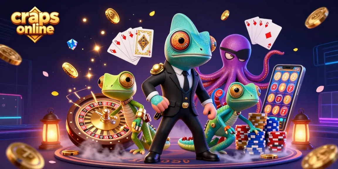 Experience the excitement of craps online with thrilling characters and vibrant casino elements.