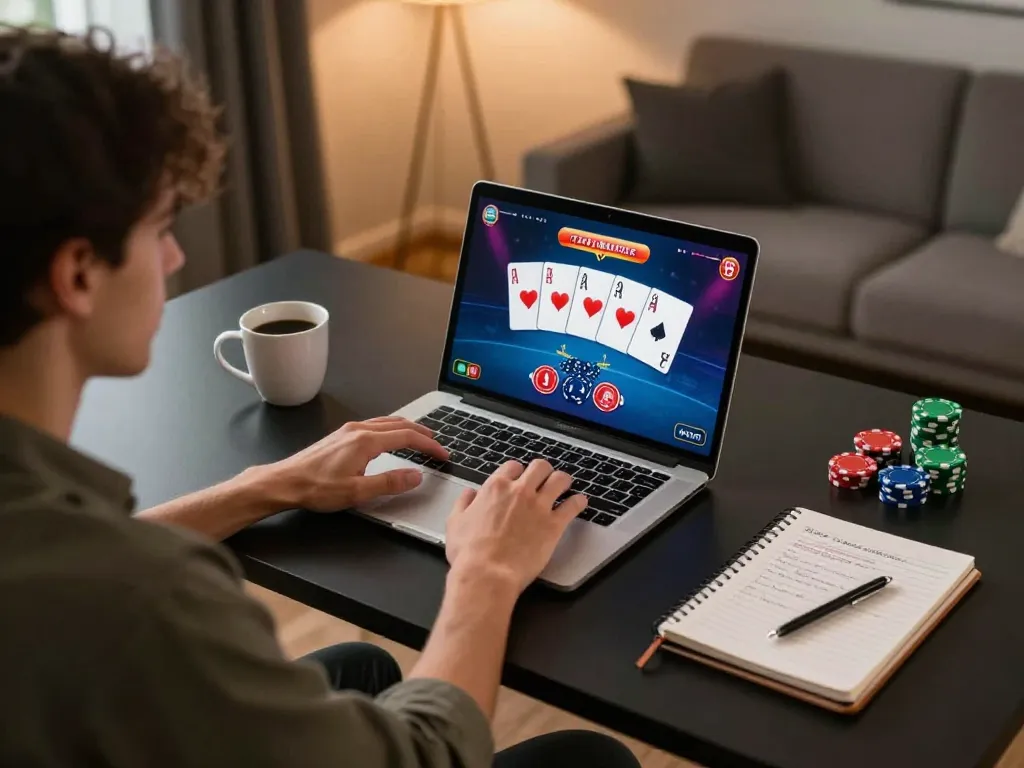 Engaging online poker experience featuring xx88 gaming interface and strategic notes.