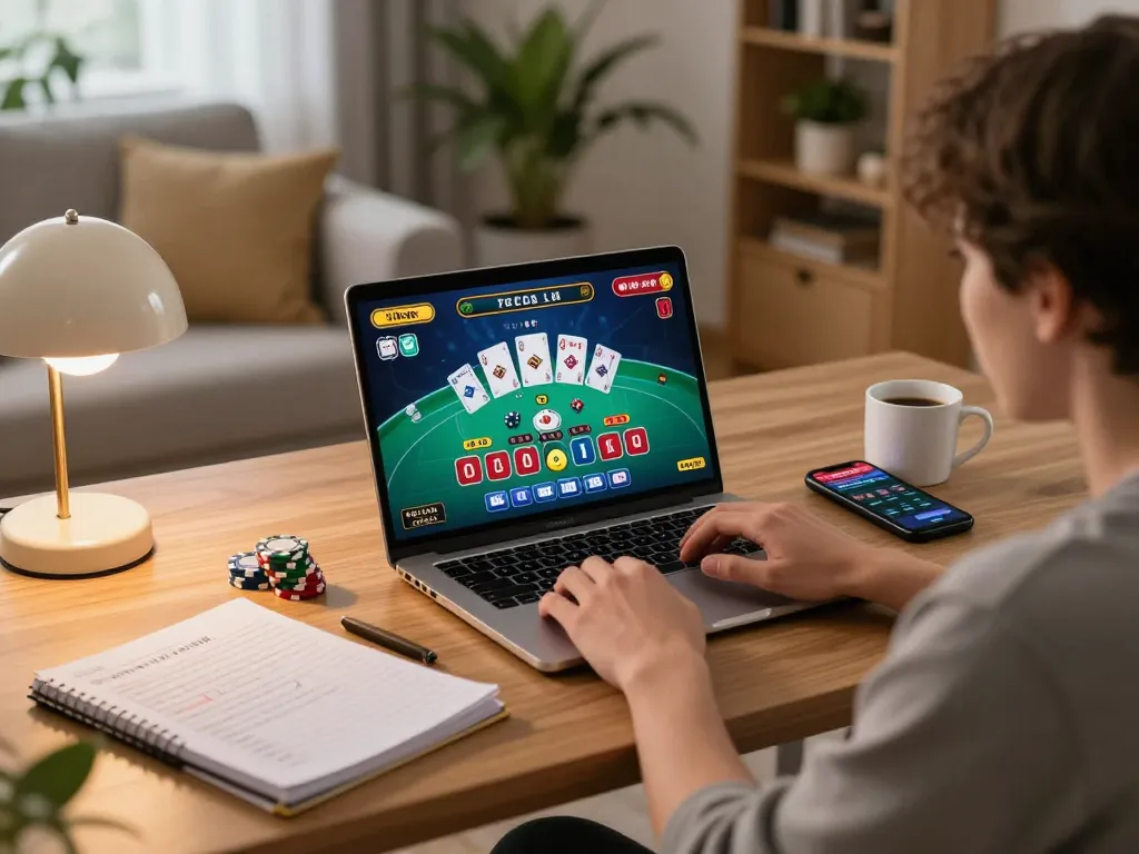 Player strategizing in an engaging online game at 33win, laptop displaying live dealer interface.