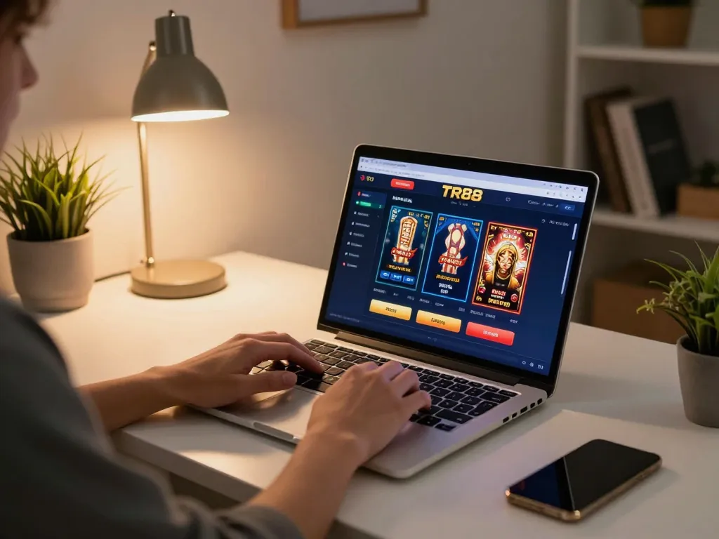 The player explores casino opportunities at nhà cái tr88 through a stylish online gaming setup