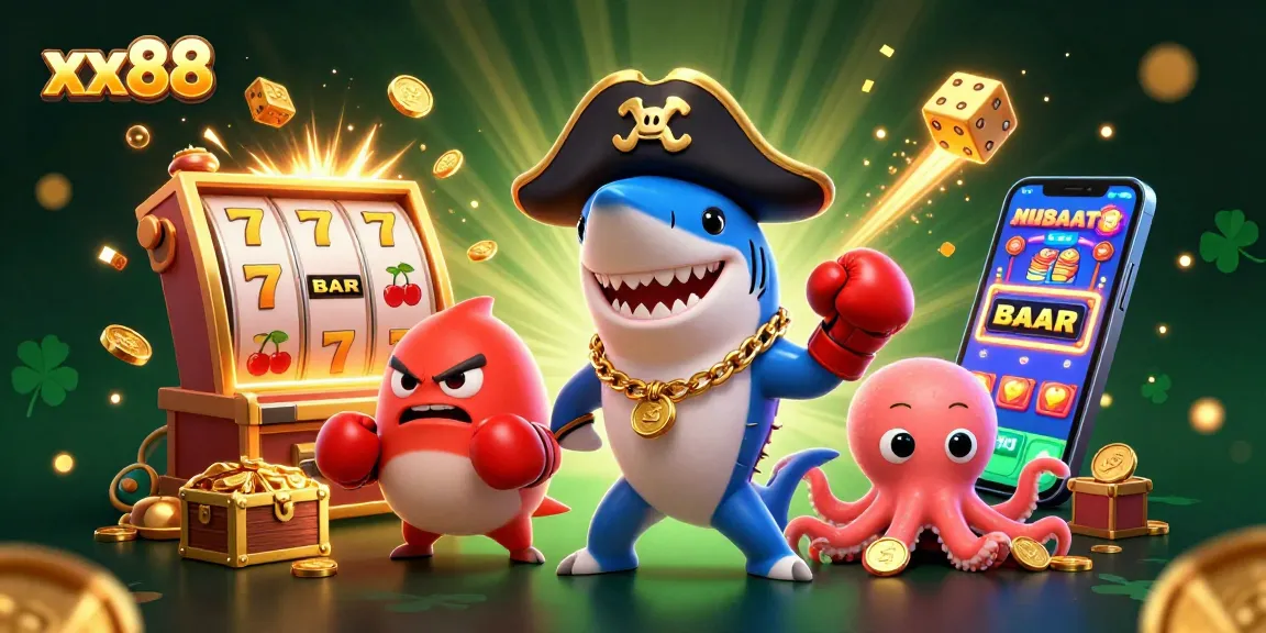 xx88 showcases an exciting casino adventure with cartoon characters and vibrant game elements.