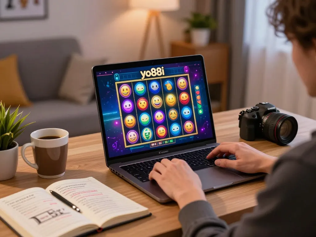 Player enjoying yo88i slots online, showcasing strategic gameplay at home