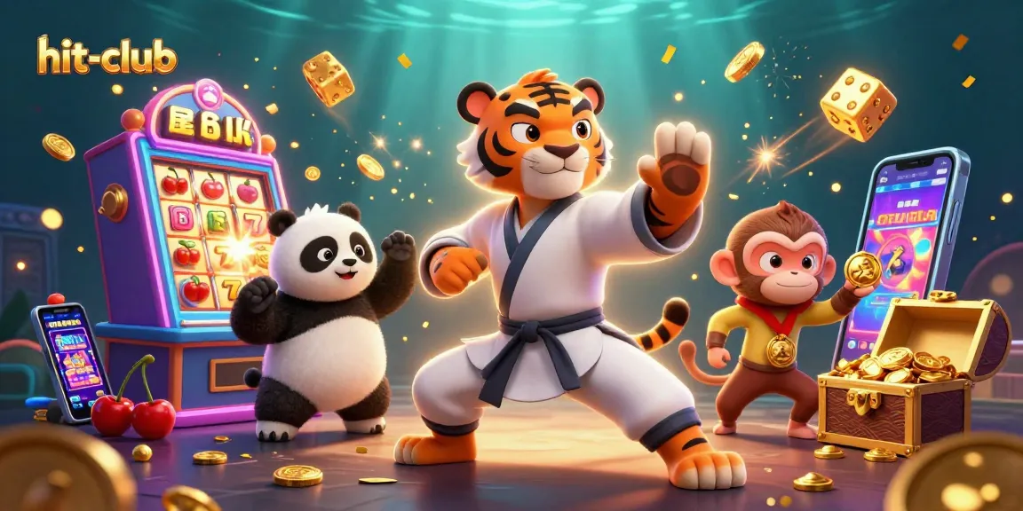 Experience the thrill of hit-club with kung fu characters amidst vibrant casino elements.