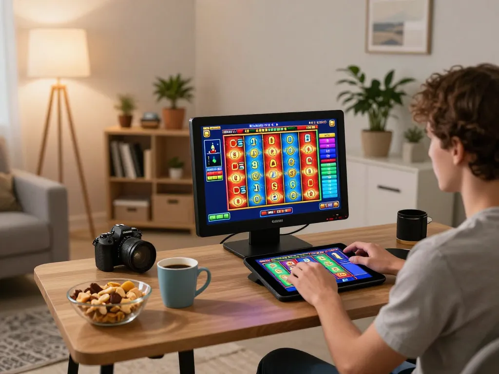 Experience the excitement of nhà cái rr88 with engaging online slots on a cozy gaming setup