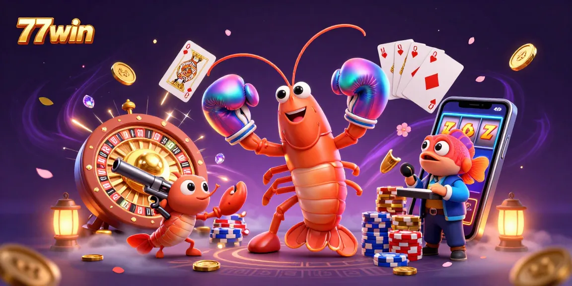 Engage in thrilling casino action at 77win with vibrant characters and dynamic game elements.
