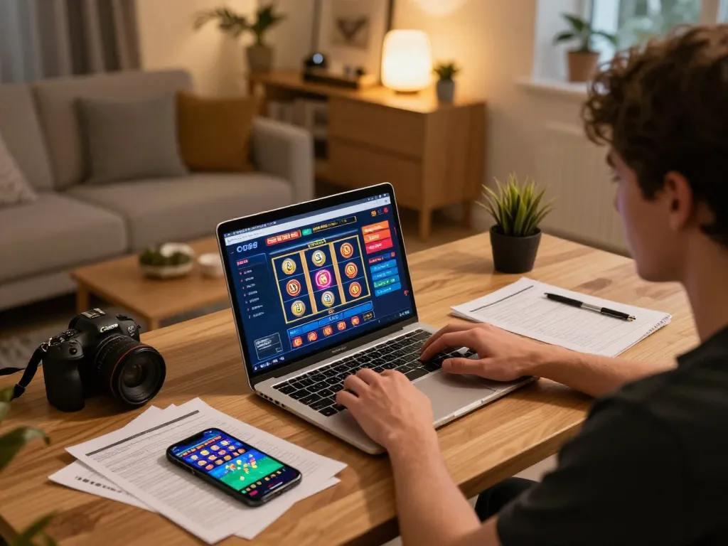Engaging online casino gaming experience at CO88 on a laptop with slot games