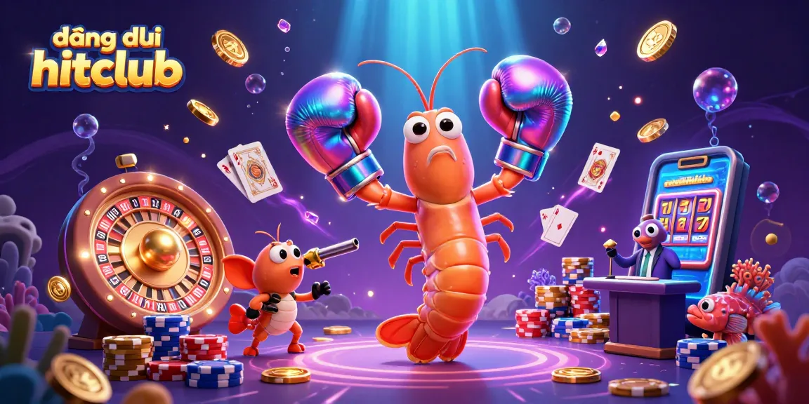 Win big at đăng ký hitclub as characters celebrate with coins, cards, and vibrant casino visuals.