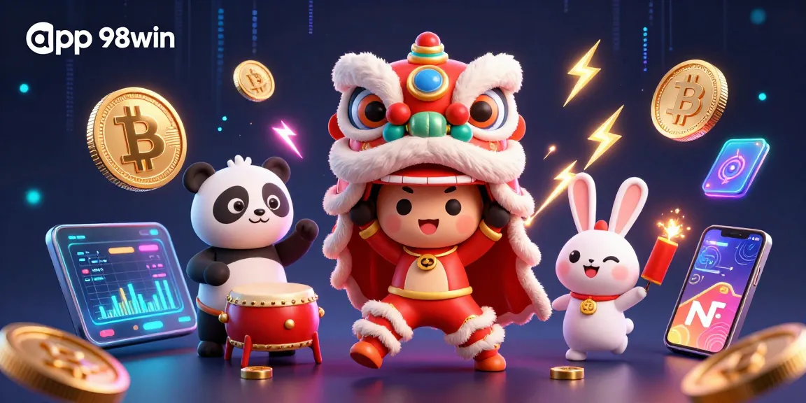 Play and win with app 98win featuring colorful characters and dynamic gaming elements.