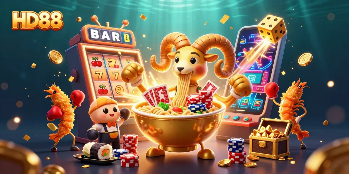 HD88 showcases an exciting casino scene with vibrant characters, jackpots, and gaming elements.