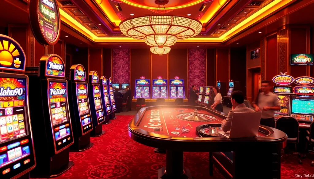 Nohu90 slot machines and casino tables create an exciting gambling experience.
