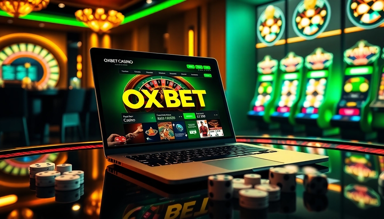 Experience the thrilling OXBET casino with an engaging online gaming interface and vibrant gaming elements.
