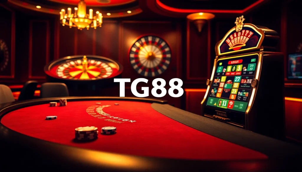 Experience thrilling gaming at tg88 casino with vibrant slot machines and poker tables.
