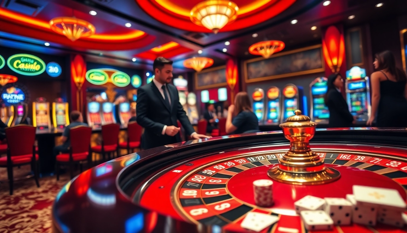 Immerse in the thrilling experience of SKY88 Casino with poker chips and a roulette table.
