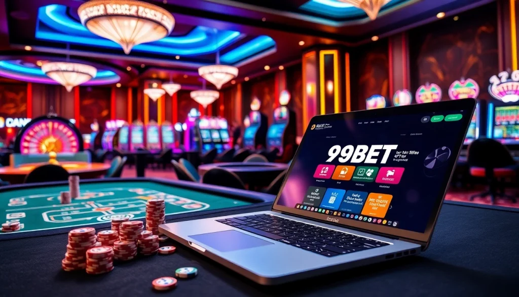 Exciting gaming atmosphere showcasing the 9BET online interface with casino elements.