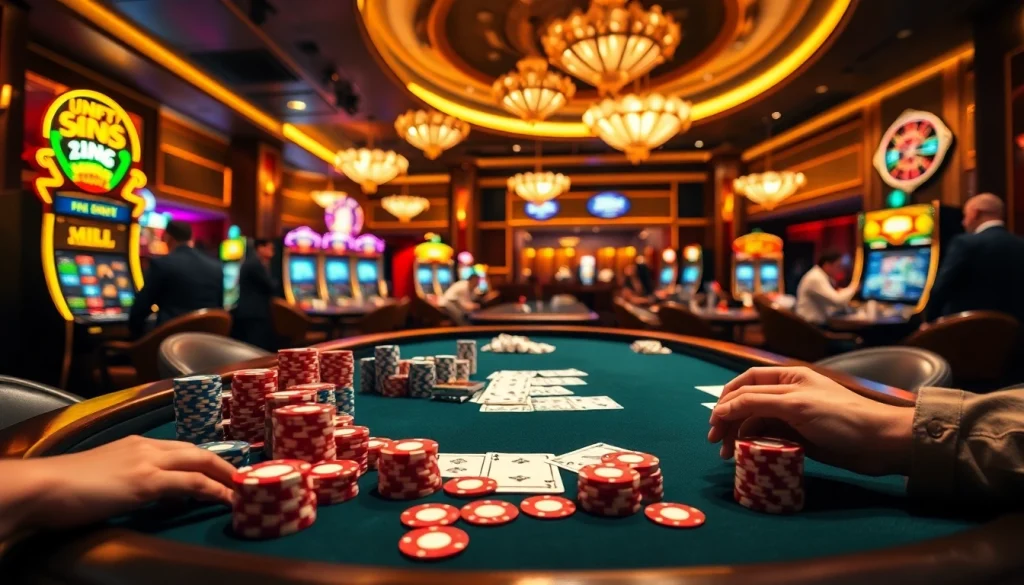 Winning at the xin88 casino poker table with vibrant chips and classic games.