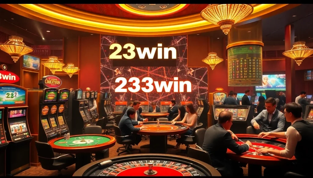 Excited players engaging with casino games at 23win, highlighting thrilling gaming moments.