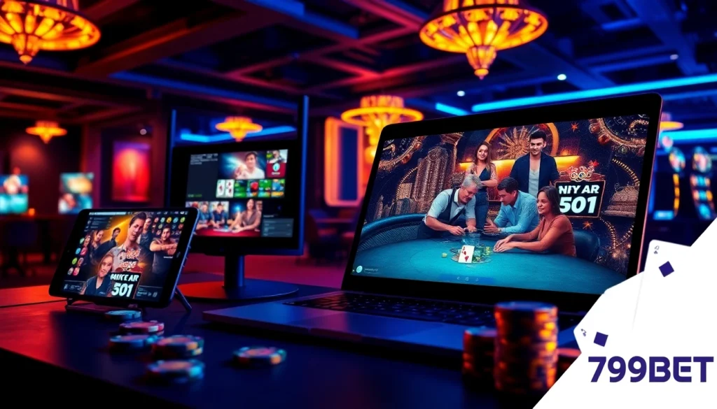 Experience the excitement of online gaming at https://789beta2.com/ featuring a virtual casino scene with modern devices and engaging gameplay.